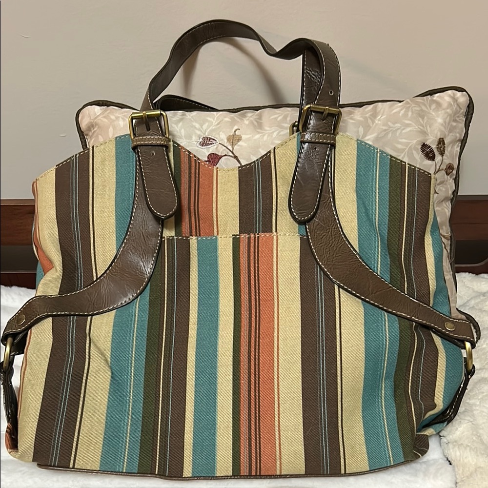 Caribbean Joe Striped Tote Bag EUC - Picture 6 of 12